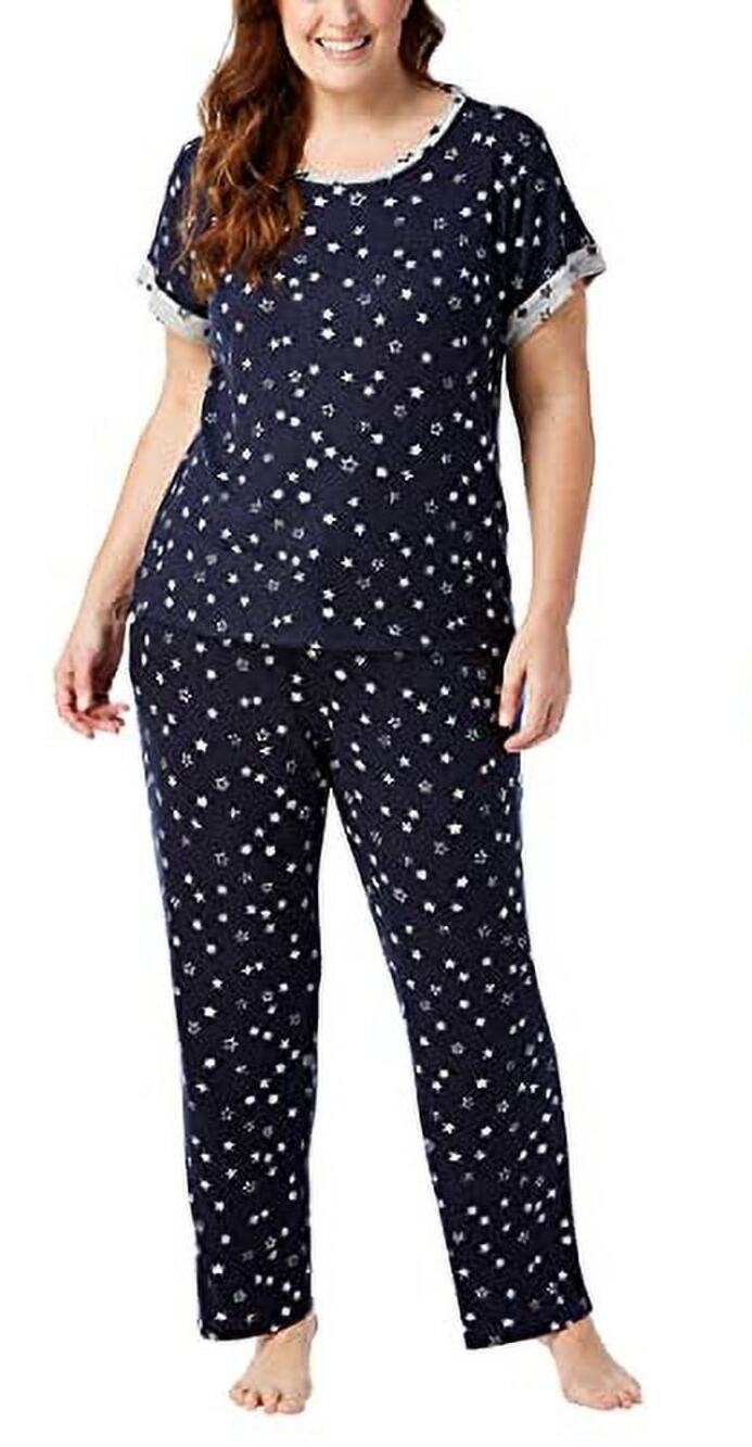 Lucky Brand 2-Piece Pajama Set Women's Size X-Large Blue Stars Short Sleeves